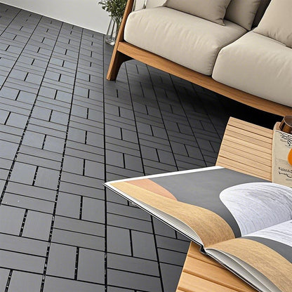 Interlocking Deck Tiles, 44 Pack Patio Deck Tiles, Waterproof Outdoor Use, Polypropylene, 12 X 12" - Dark Gray