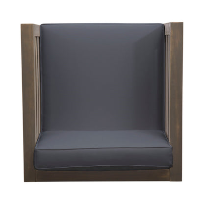 Outdoor Club Chair, Acacia Wood Patio Chair With Fabric Cushion For Backyard, Poolside, Garden Or Porch - Gray