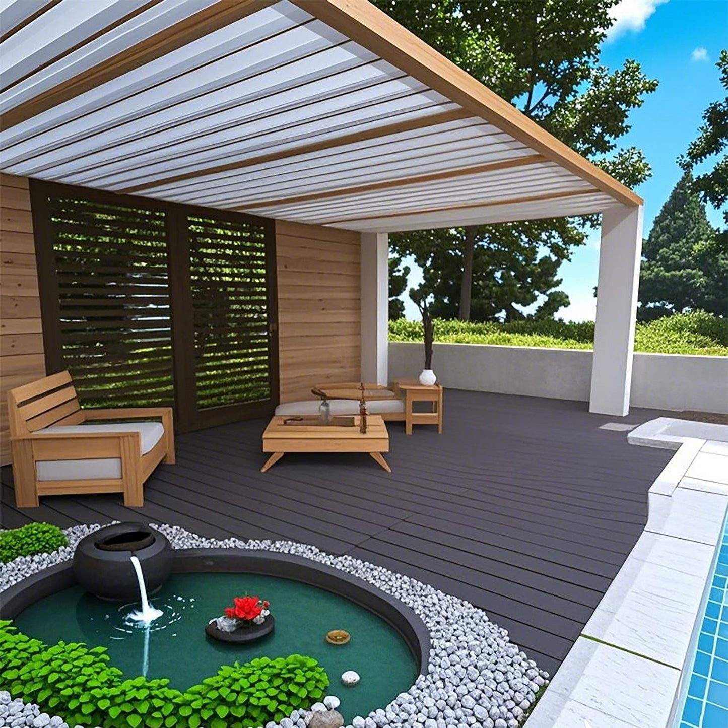 Diy - Module Interlocking Decking Tiles Floor Tile For Porch Poolside Outdoor And Indoor Balcony Backyard - Dark Gray