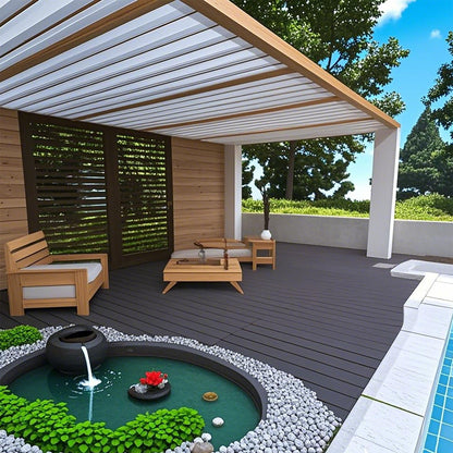 Diy - Module Interlocking Decking Tiles Floor Tile For Porch Poolside Outdoor And Indoor Balcony Backyard - Dark Gray
