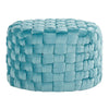 Braided - Round Ottoman - Ice Blue - Velvet