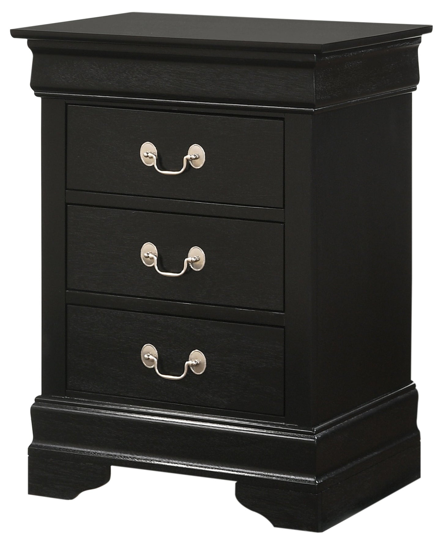 Louis Phillipe - 3 Drawer Nightstand - Black
