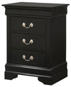 Louis Phillipe - 3 Drawer Nightstand - Black