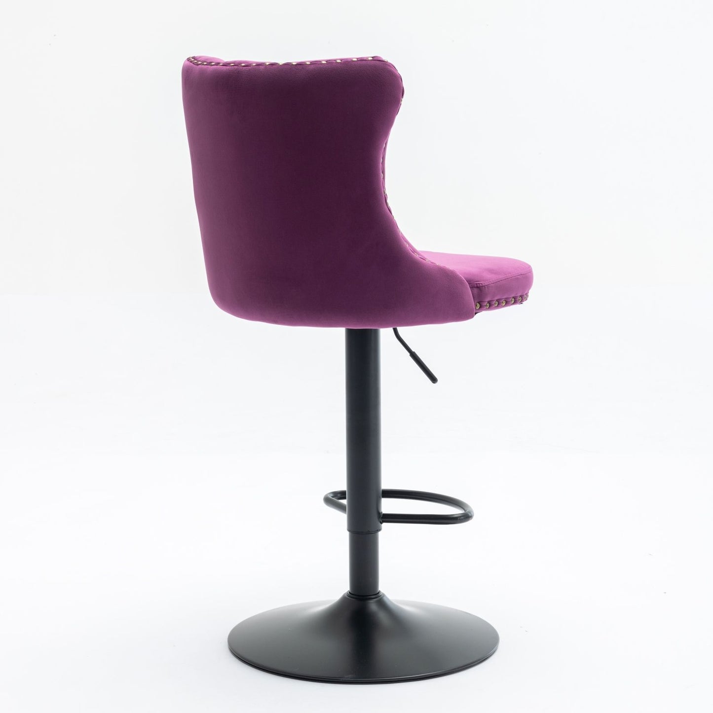 Swivel Velvet Barstools Adjusatble Seat Height , Modern Upholstered Bar Stools With Backs Comfortable Tufted For Home Pub And Kitchen Island (Set of 2) - Purple