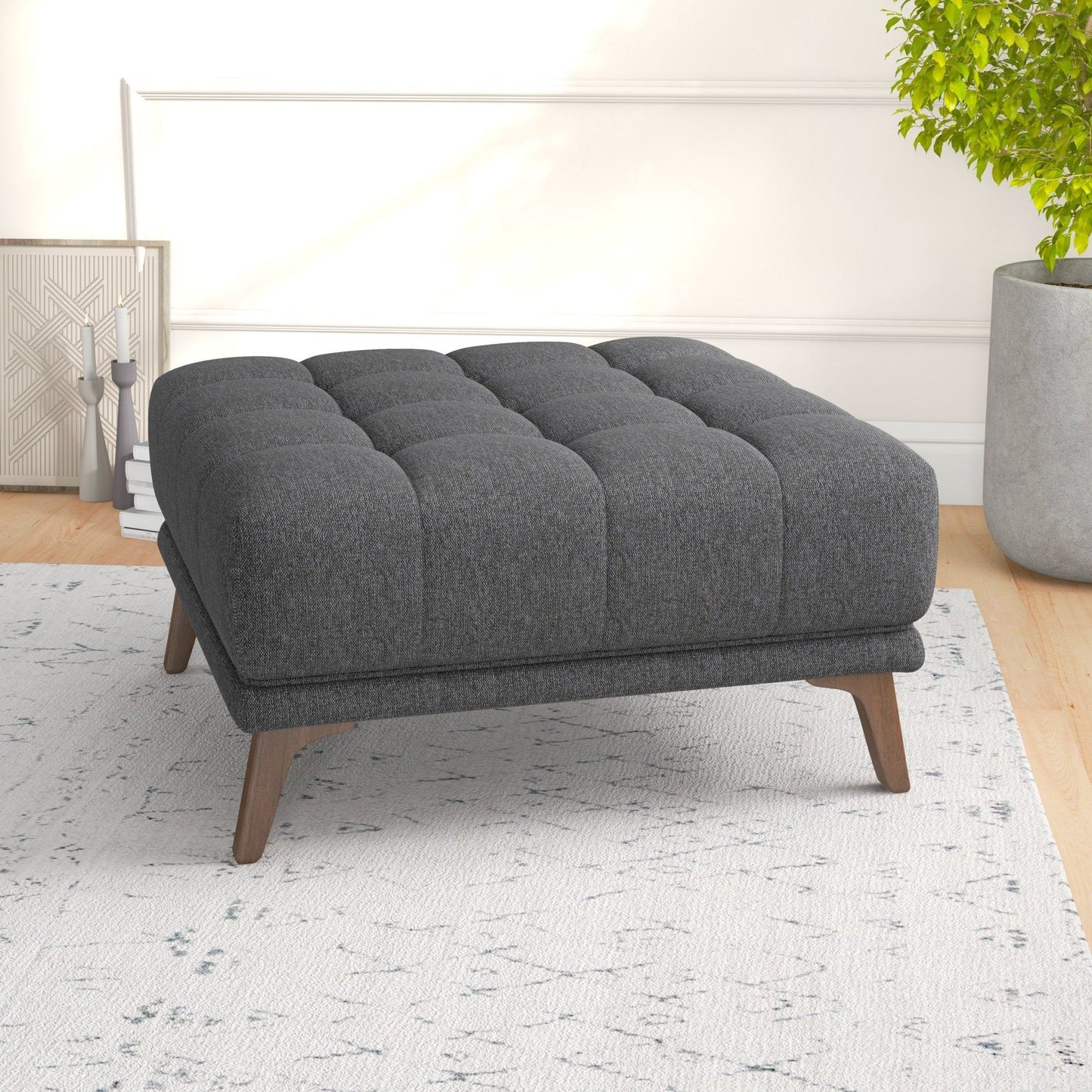 Addison - Square Upholstered Ottoman - Dark Gray