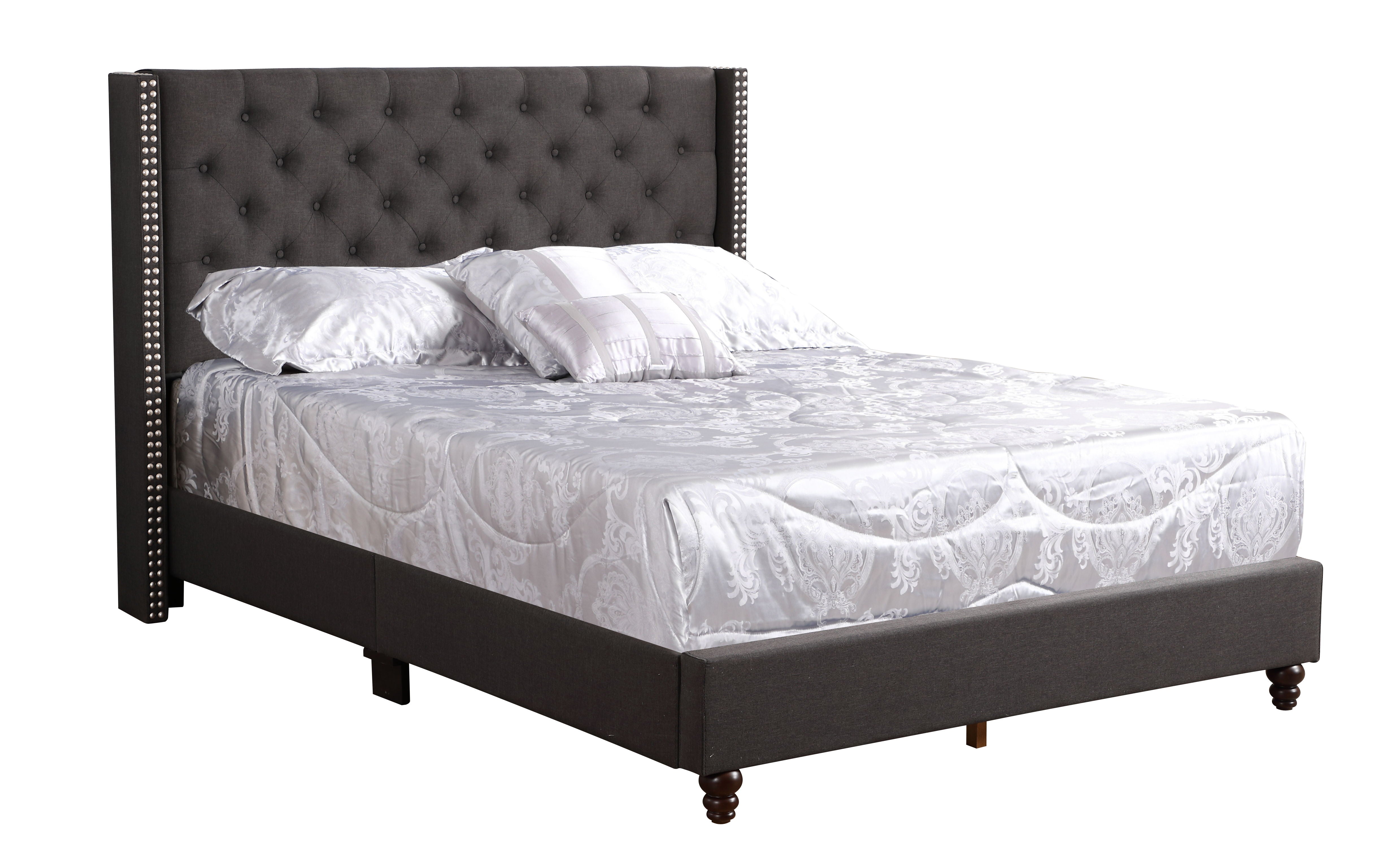 King Upholstered Transitional Bed - Black