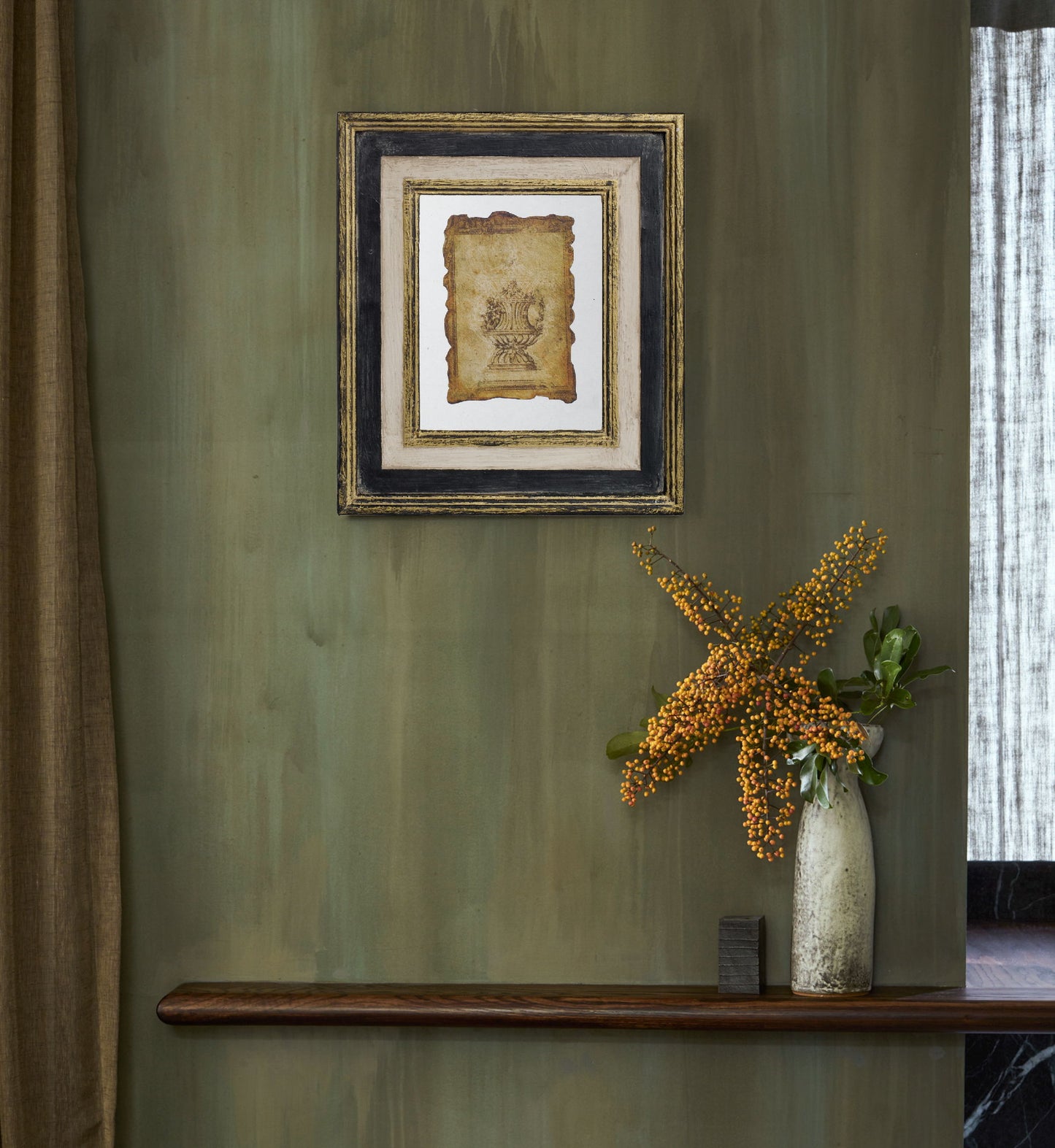 Lucian - Framed Antiqued Sculpture Print - Multicolor