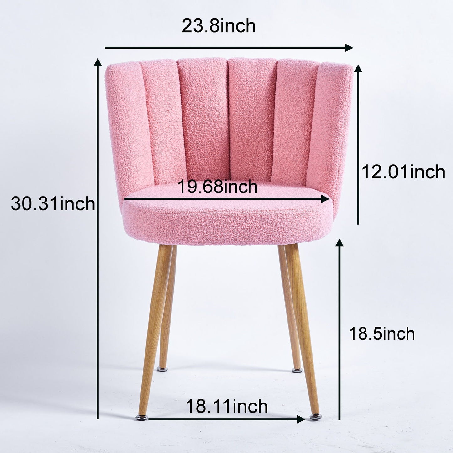 Modern Dining Chair (Set of 2) With Iron Tube Wood Color Legs, Shorthair Cushions And Comfortable Backrest, Suitable For Dining Room, Living Room, Cafe, Simple Structure - Light Pink