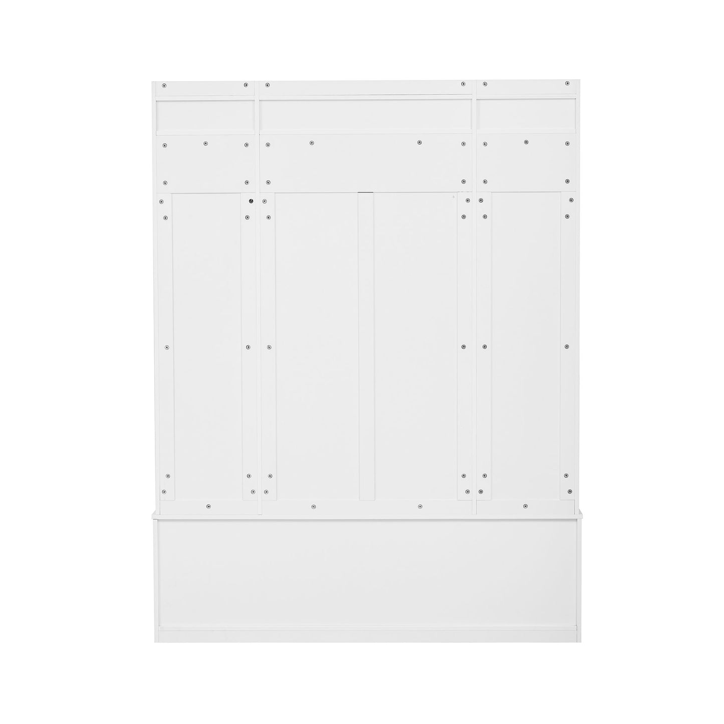 5 In 1 Entryway Bench With Coat Rack, 7 Sturdy Hooks, 2 Spacious Drawers And Adjustable Shelves, Wide Hall Tree With Metal Handles For Hallway - White
