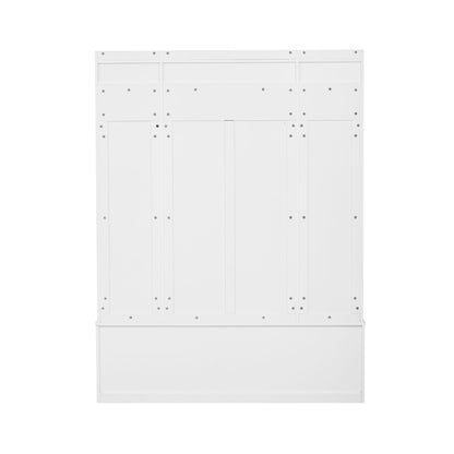 5 In 1 Entryway Bench With Coat Rack, 7 Sturdy Hooks, 2 Spacious Drawers And Adjustable Shelves, Wide Hall Tree With Metal Handles For Hallway - White