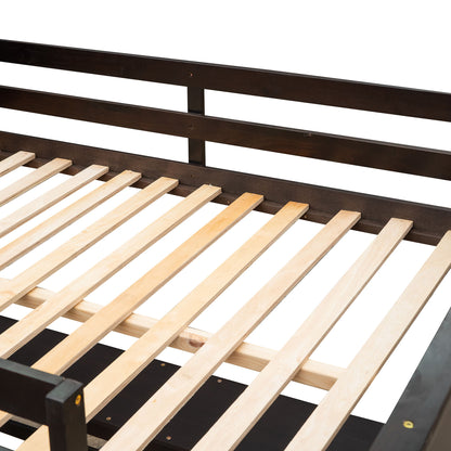 Full Size Loft Bed With Shelves With Desk - Espresso