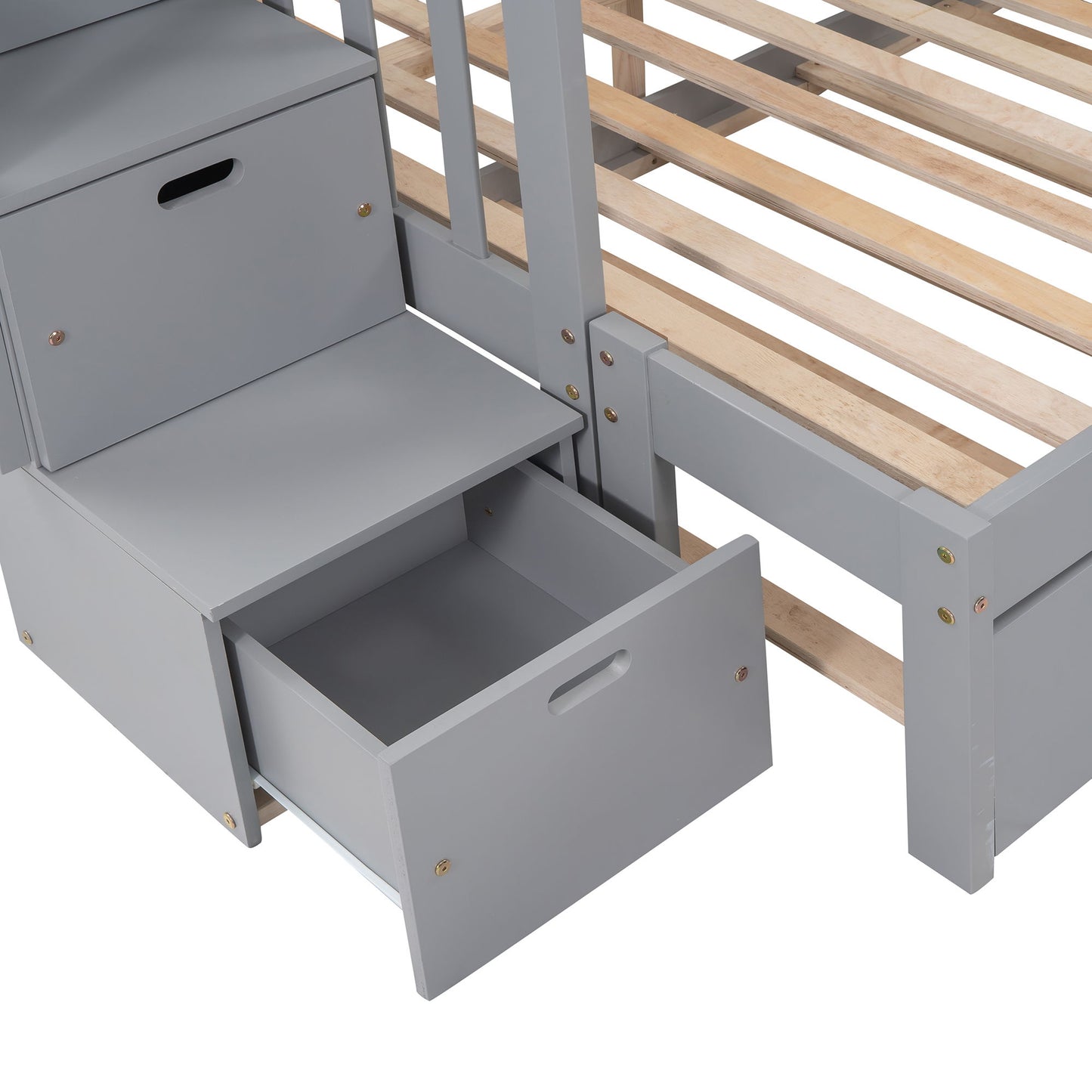 Twin Over Twin / Full Bunk Bed With Twin Size Trundle - Gray