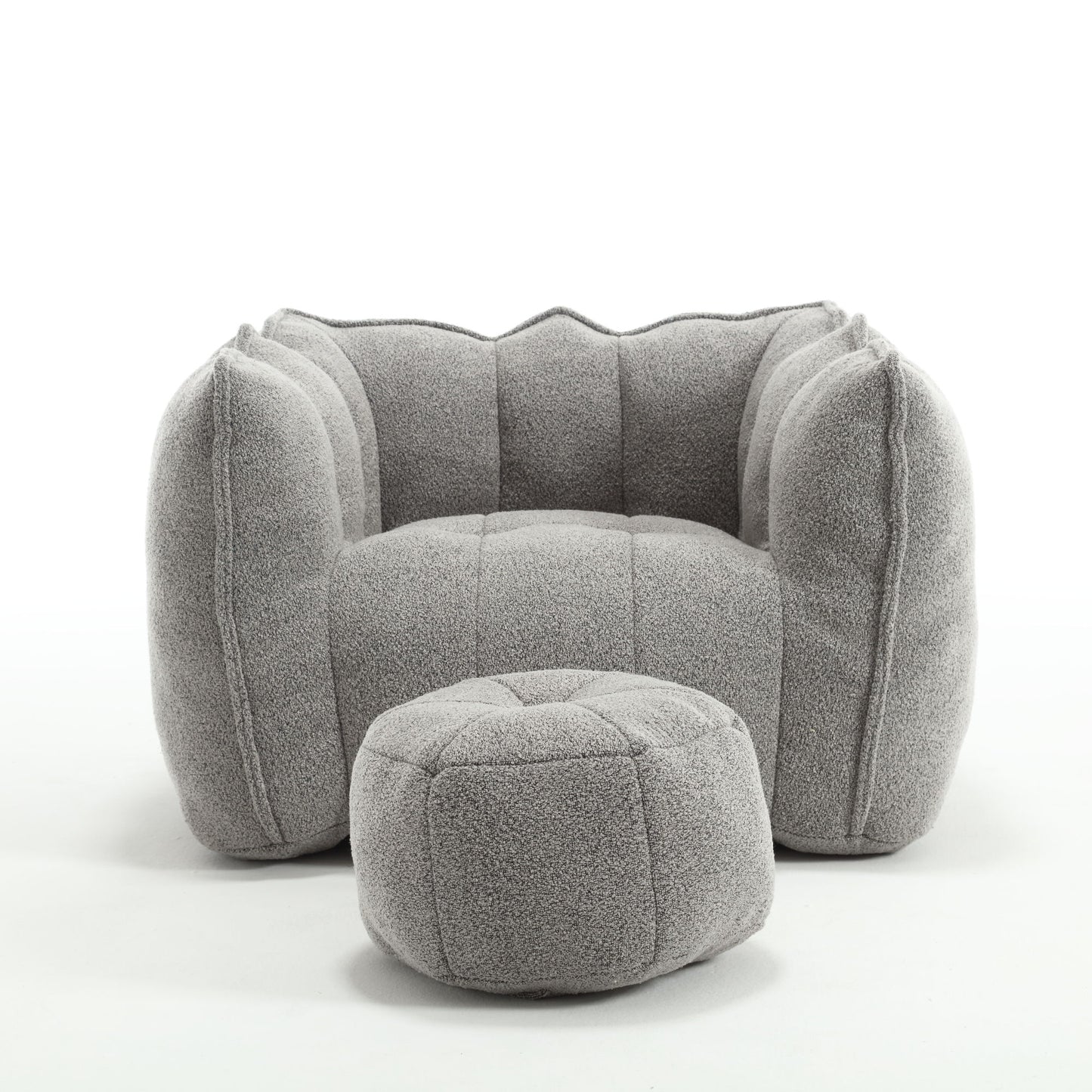 Soft Bean Bag Chair With High Resilient Foam (Chips) - Gray
