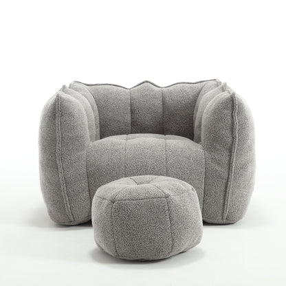 Soft Bean Bag Chair With High Resilient Foam (Chips) - Gray