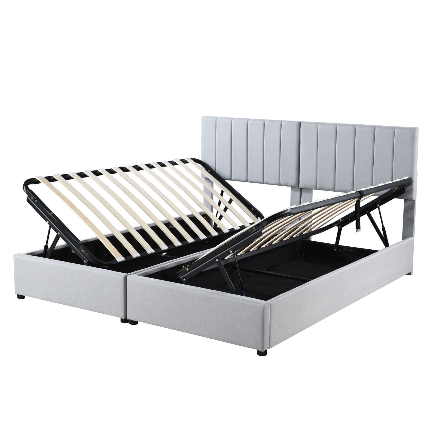 King Size Upholstered Platform Bed With A Hydraulic Storage System - Gray