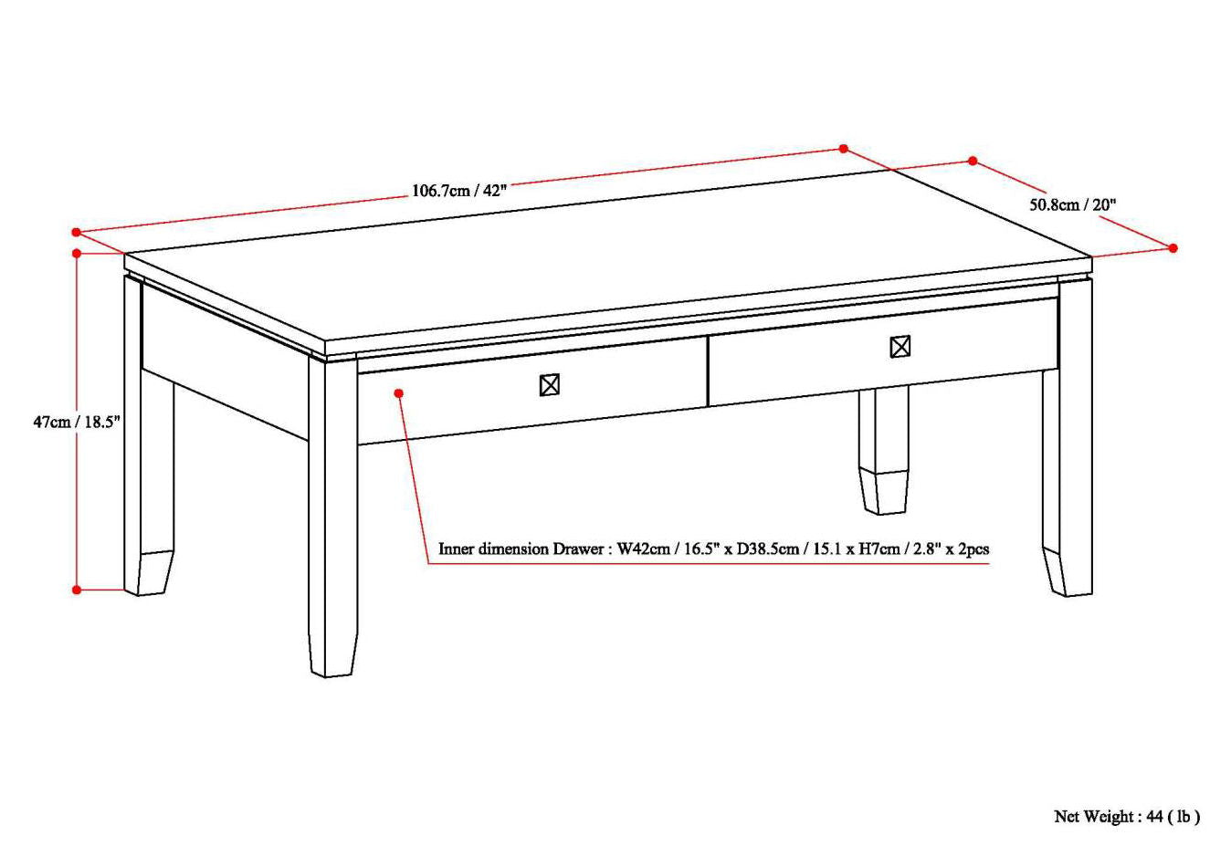 Cosmopolitan - Coffee Table - Mahogany Brown