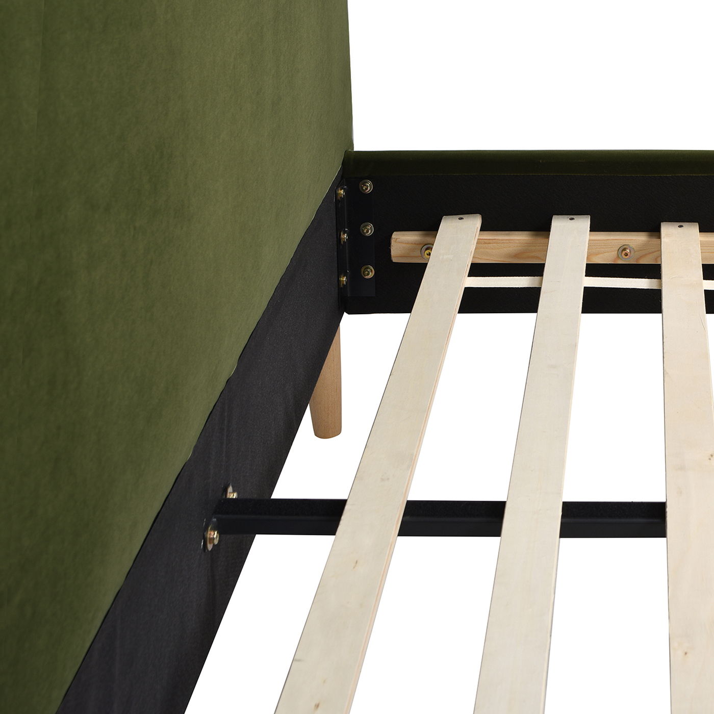 Stockholm - Queen Modern Wavy Headboard Platform Bed - Olive Green