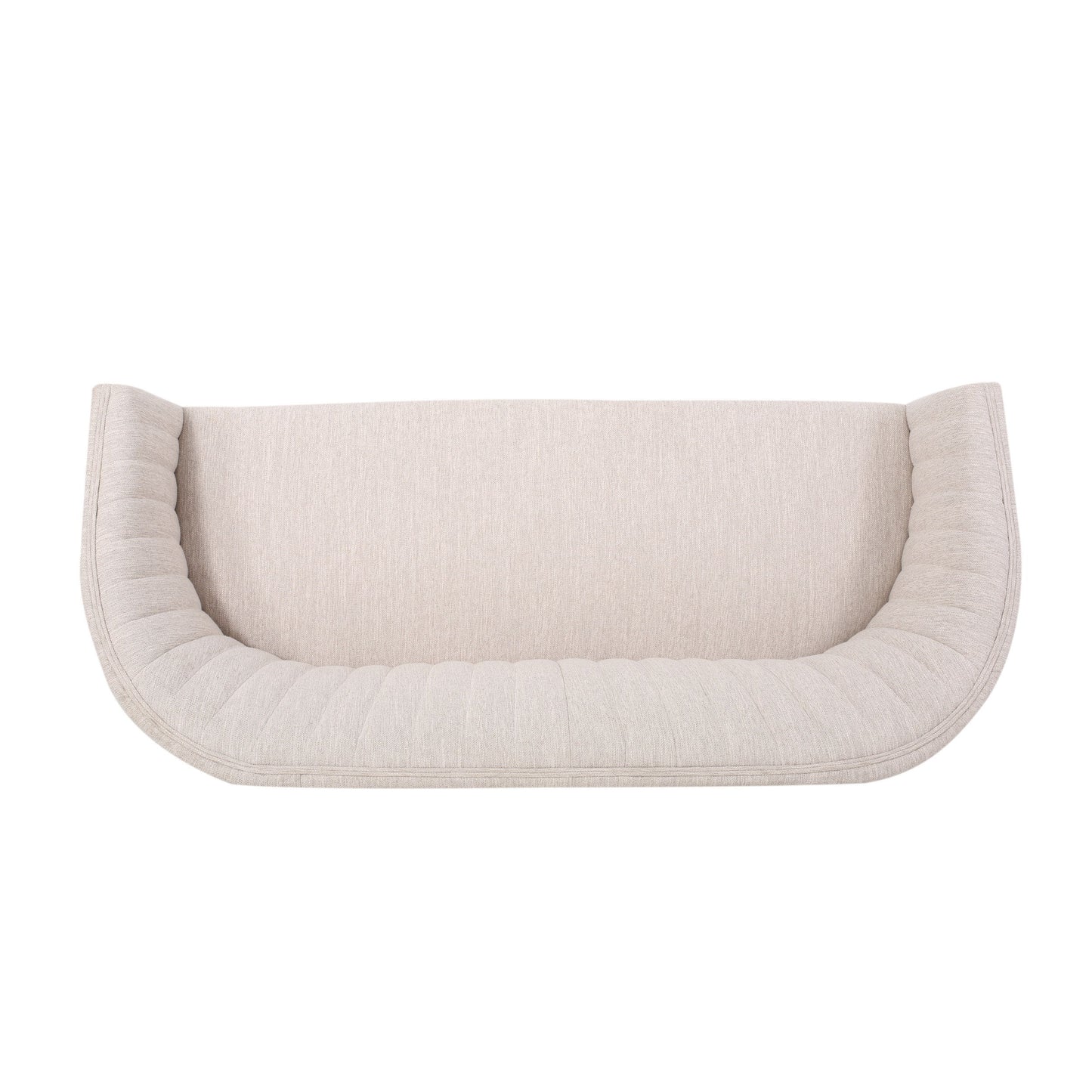 Mid Century Modern Loveseat With Channel Stitched Backrest - Beige