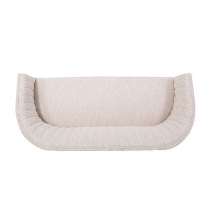 Mid Century Modern Loveseat With Channel Stitched Backrest - Beige