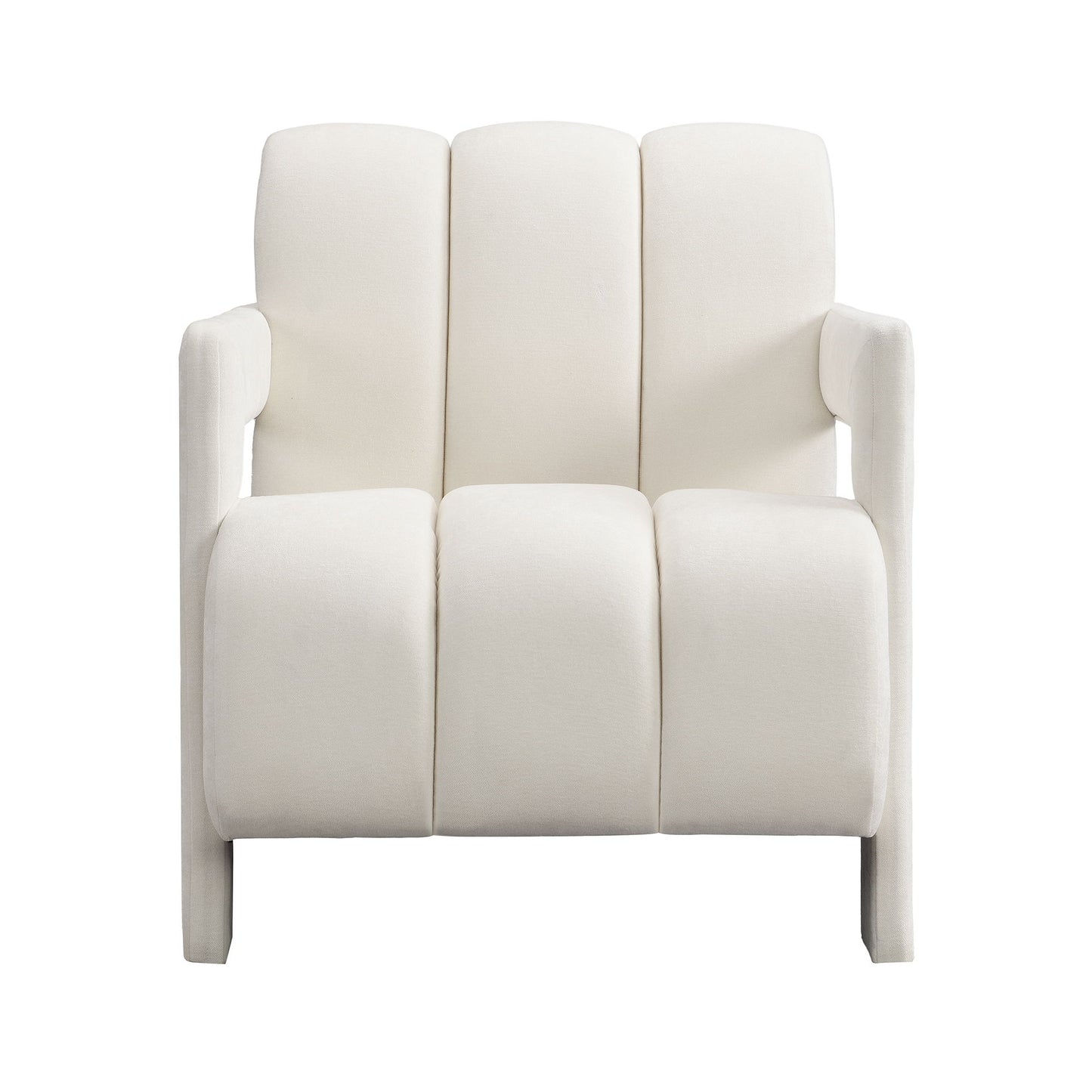 Modern Minimalist Leisure Armchair With L Shaped Armrests For Living Room - White