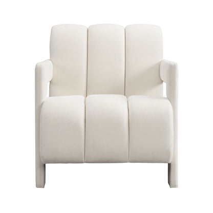 Modern Minimalist Leisure Armchair With L Shaped Armrests For Living Room - White