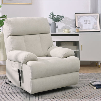 Oversized Power Lift Recliner Chair - Electric Fabric Reclining Sofa Chair With Remote Control, Side Pocket, And Spacious Seat For Home Theater - Light Gray