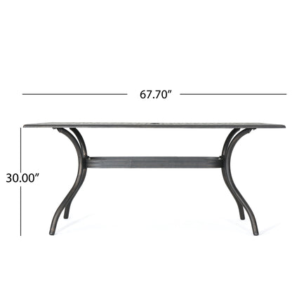 Enchantia - Outdoor Rectangular Dining Table With Weave Tabletop And Flared Legs - Copper