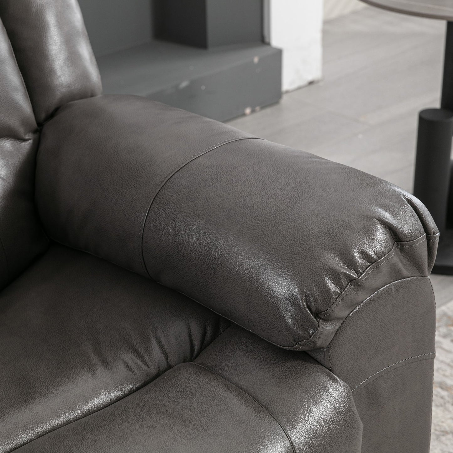 2 Seater Home Theater Recliner Manual Recliner Chair With A Storage Box And Two Cup Holders For Living Room - Gray