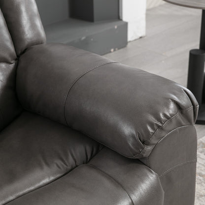2 Seater Home Theater Recliner Manual Recliner Chair With A Storage Box And Two Cup Holders For Living Room - Gray