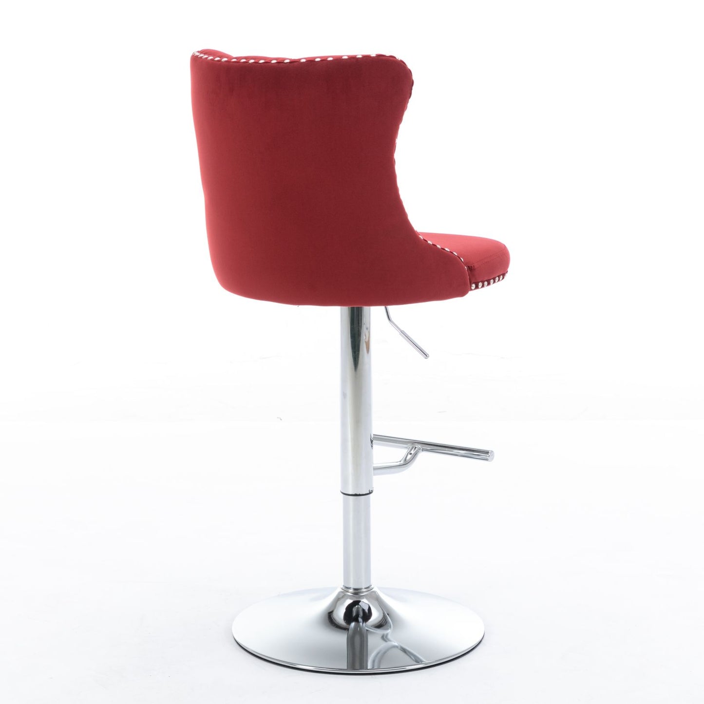 Swivel Velvet Barstools Adjusatble Seat Height From 25-33", Chrome Base Bar Stools With Backs Comfortable Tufted For Home Pub And Kitchen Island, 1712Wr (Set of 2) - Wine Red / Burgundy
