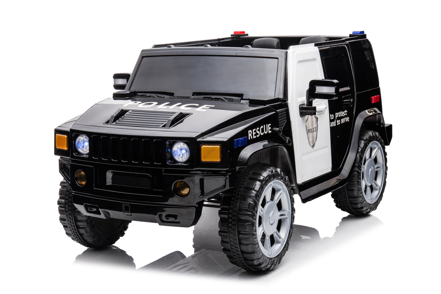 12V7A 30W*2 Four-Wheel Drive Leather Seat One Button Start, Forward And Backward, High And Low Speed, Music, Front Light, Power Display, Two Doors Can Open, 2.4G R / C, Seat Belt Four Wheel Absorber - Black