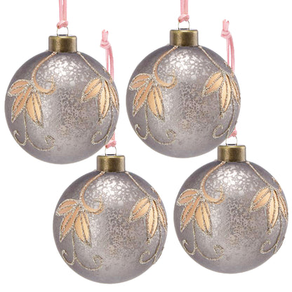 Christmas Ball Ornaments, Glass Decorative Hanging Ball Christmas Tree Ornaments, For Holiday Party Decorations (Set of 4) - Silver