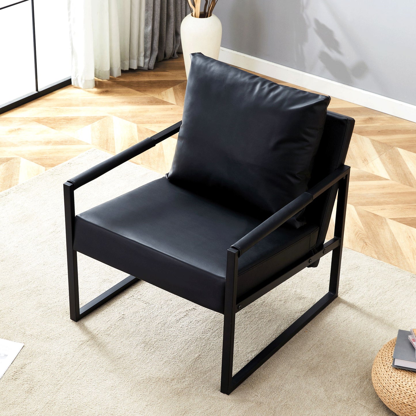 Classic Metal Frame Sofa Ergonomically Designed, A Perfect Blend Of Modern And Industrial Styles - Black