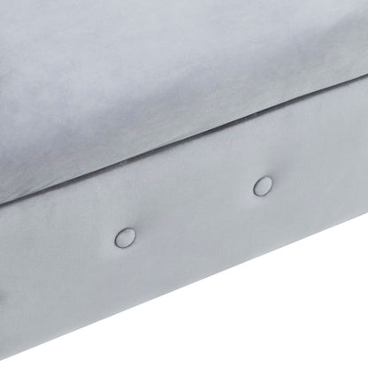 Chaise Lounge Indoor, Velvet Lounge Chair For Bedroom With Storage & Pillow, Modern Upholstered Rolled Arm Chase Lounge For Sleeping With Nailhead Trim For Living Room Bedroom Office - Gray
