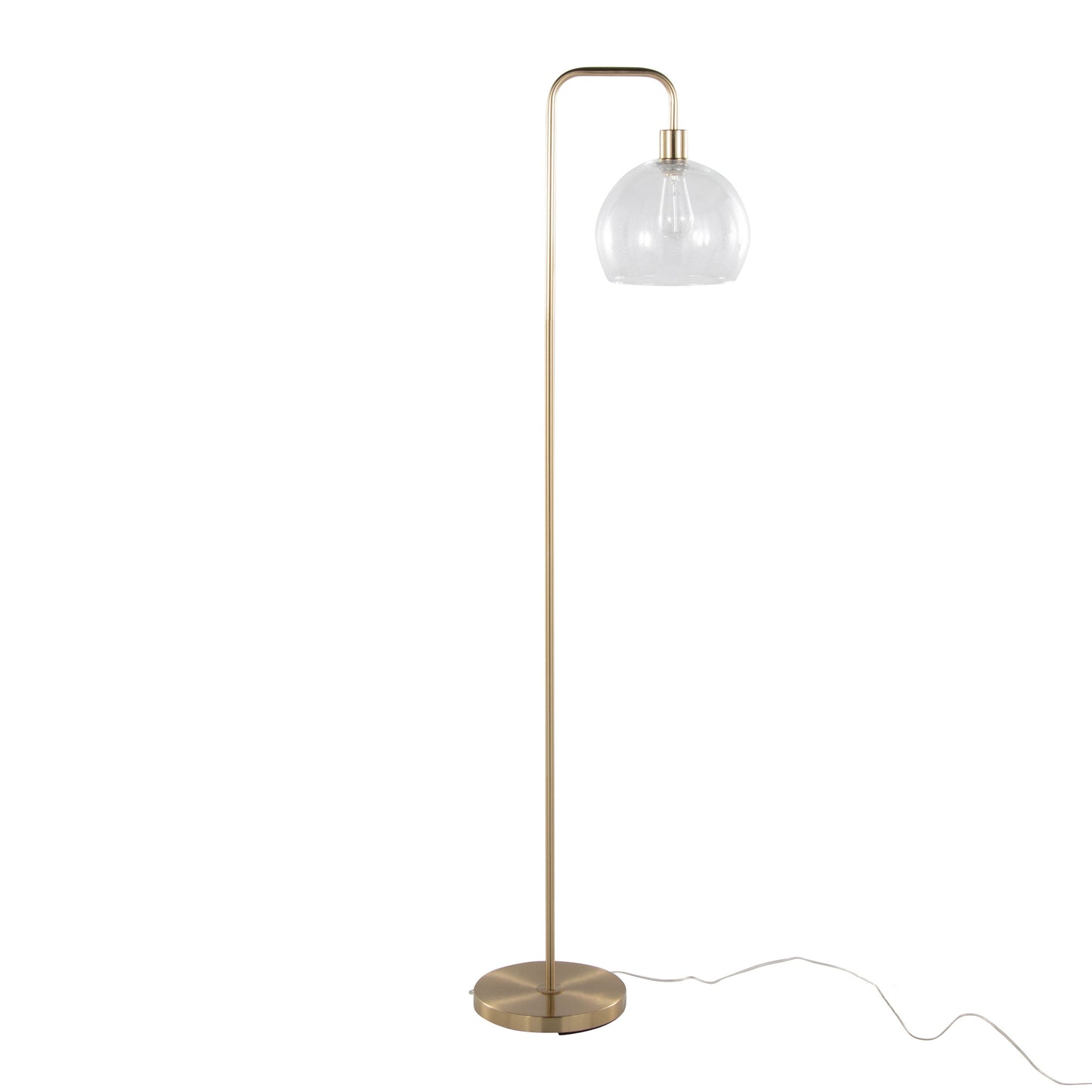 Metro - Contemporary Floor Lamp - Royal Gold / Clear Seeded