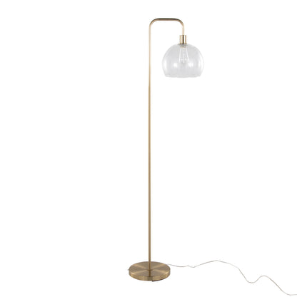 Metro - Contemporary Floor Lamp - Royal Gold / Clear Seeded