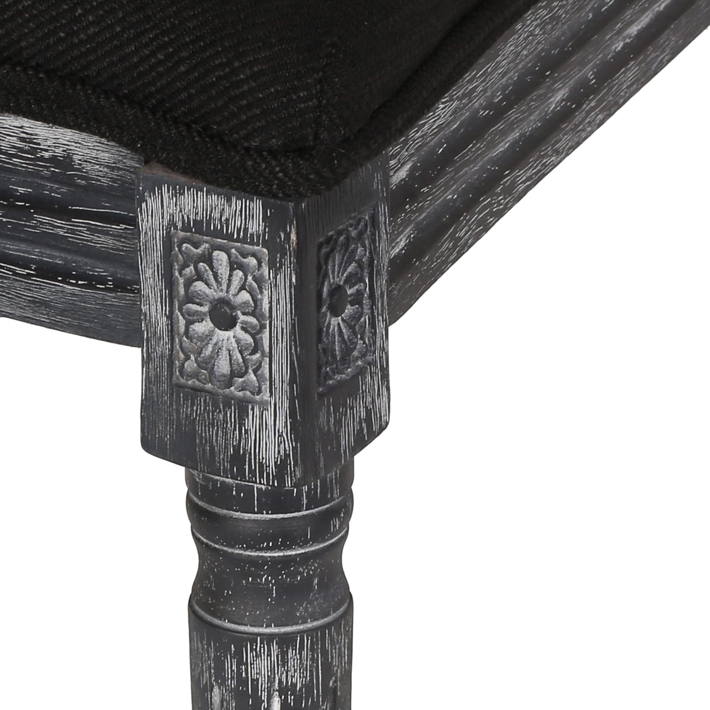 French Country Style Dining Chair Set With Upholstered Seating And Fluted Legs - Black