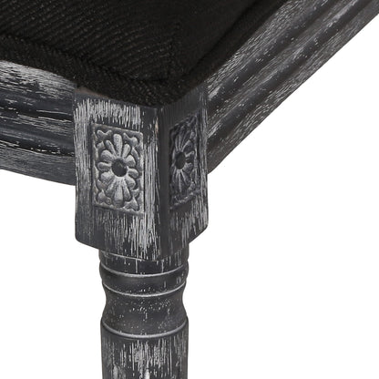 French Country Style Dining Chair Set With Upholstered Seating And Fluted Legs - Black