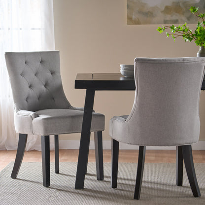 Quenching - Dining Chair With Sloped Arms And Diamond Tufting (Set of 2) - Light Gray