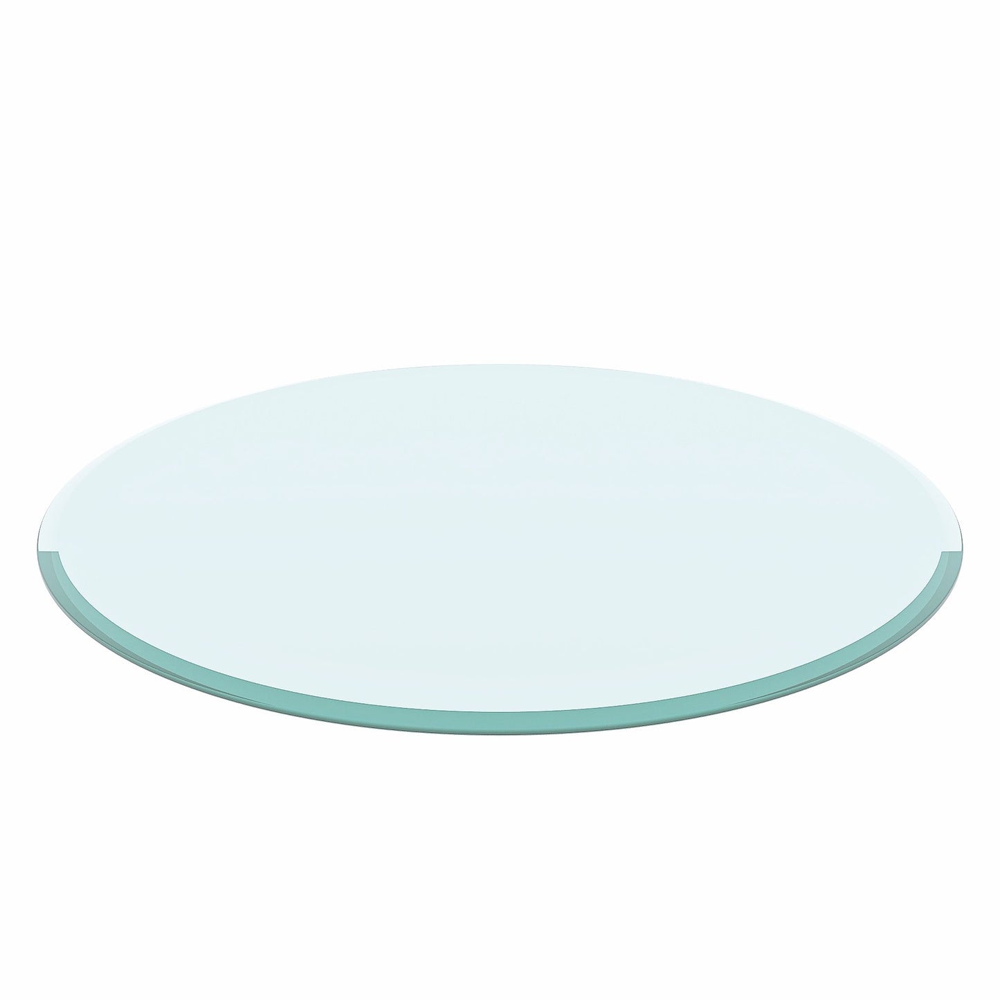28" Round Tempered Glass Table Top Clear Glass 1 / 2" Thick Beveled Polished Edge - Transparent