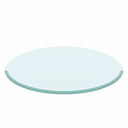 28" Round Tempered Glass Table Top Clear Glass 1 / 2" Thick Beveled Polished Edge - Transparent
