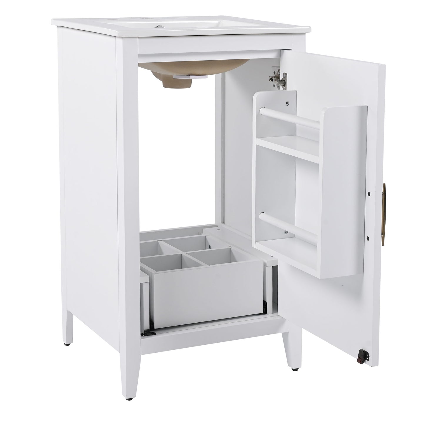Modern 20.3" Bathroom Vanity With Sink, Functional Drawer, Soft Closing Door - White