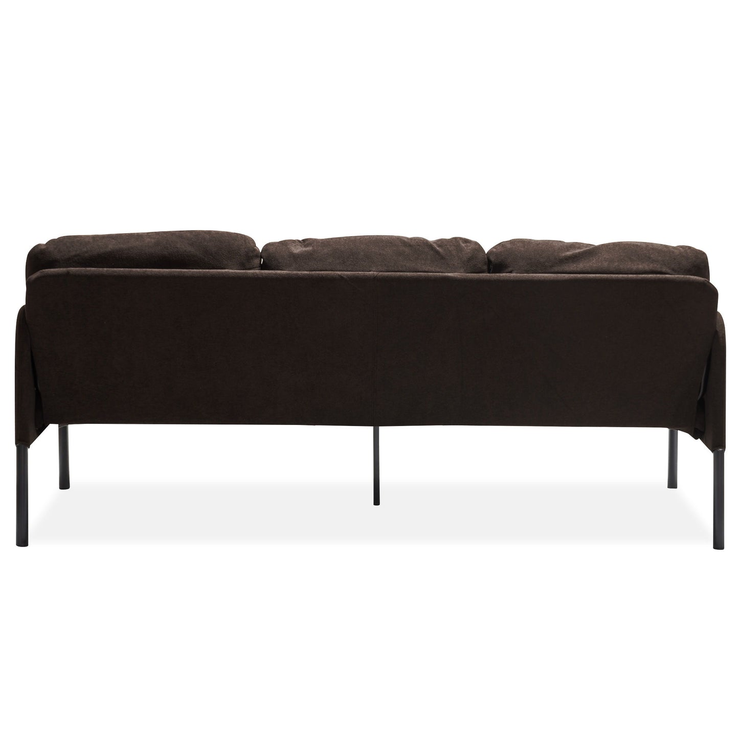 Modern L Shaped 3 Seater Polyester Fabric Sofa With Ottoman, Upholstered Couch For Small Spaces - Brown