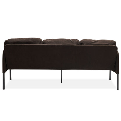 Modern L Shaped 3 Seater Polyester Fabric Sofa With Ottoman, Upholstered Couch For Small Spaces - Brown