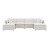 Chenille Modular Sectional Sofa, U Shaped Cloud Couch Set With Double Cushions, 6 Seat Sleeper Sofa Bed With Ottomans, Oversized Indoor Furniture - Cream