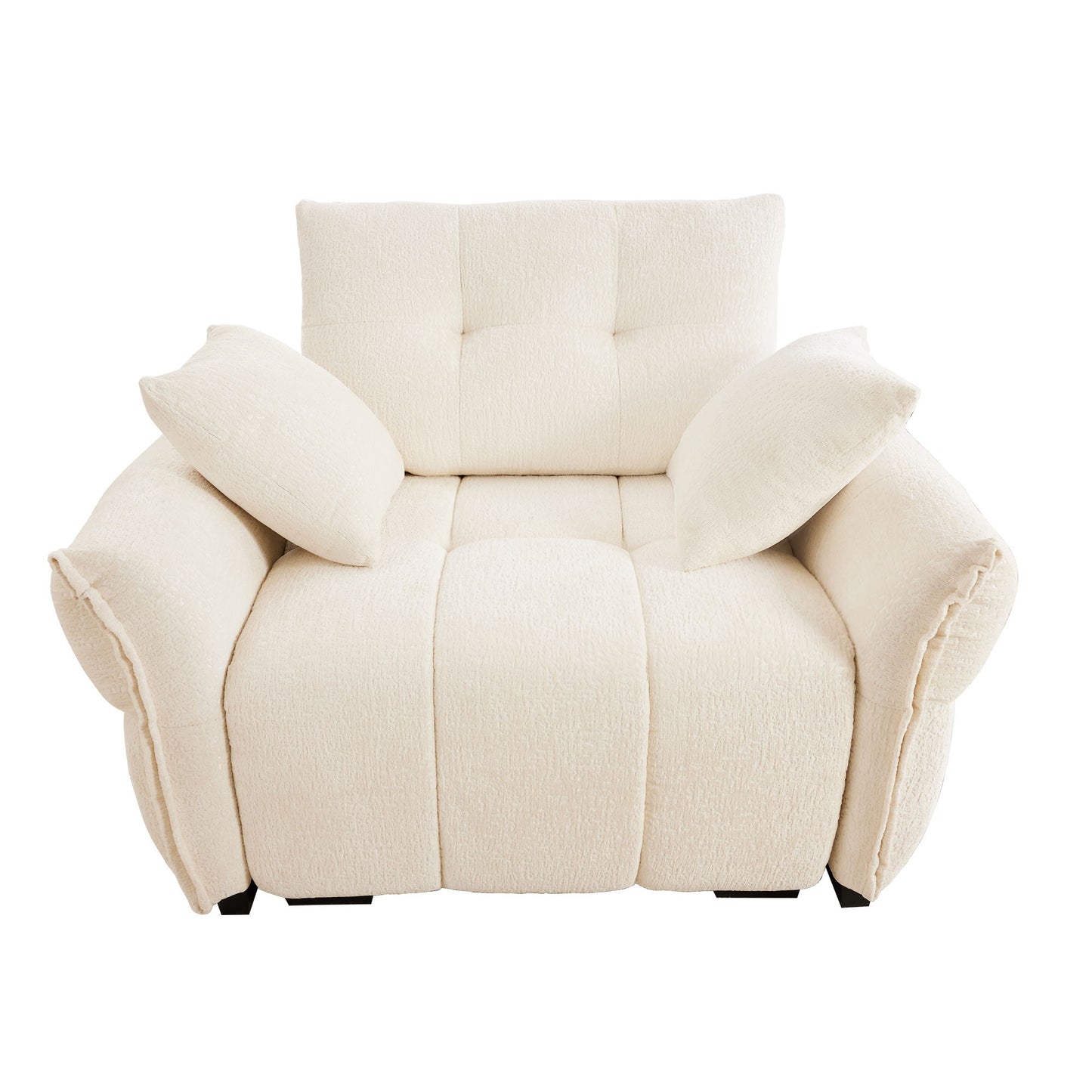 Ergonomic Single Seater Sofa With High Resilience Support Cushions And Throw Pillows, Modern Design - White