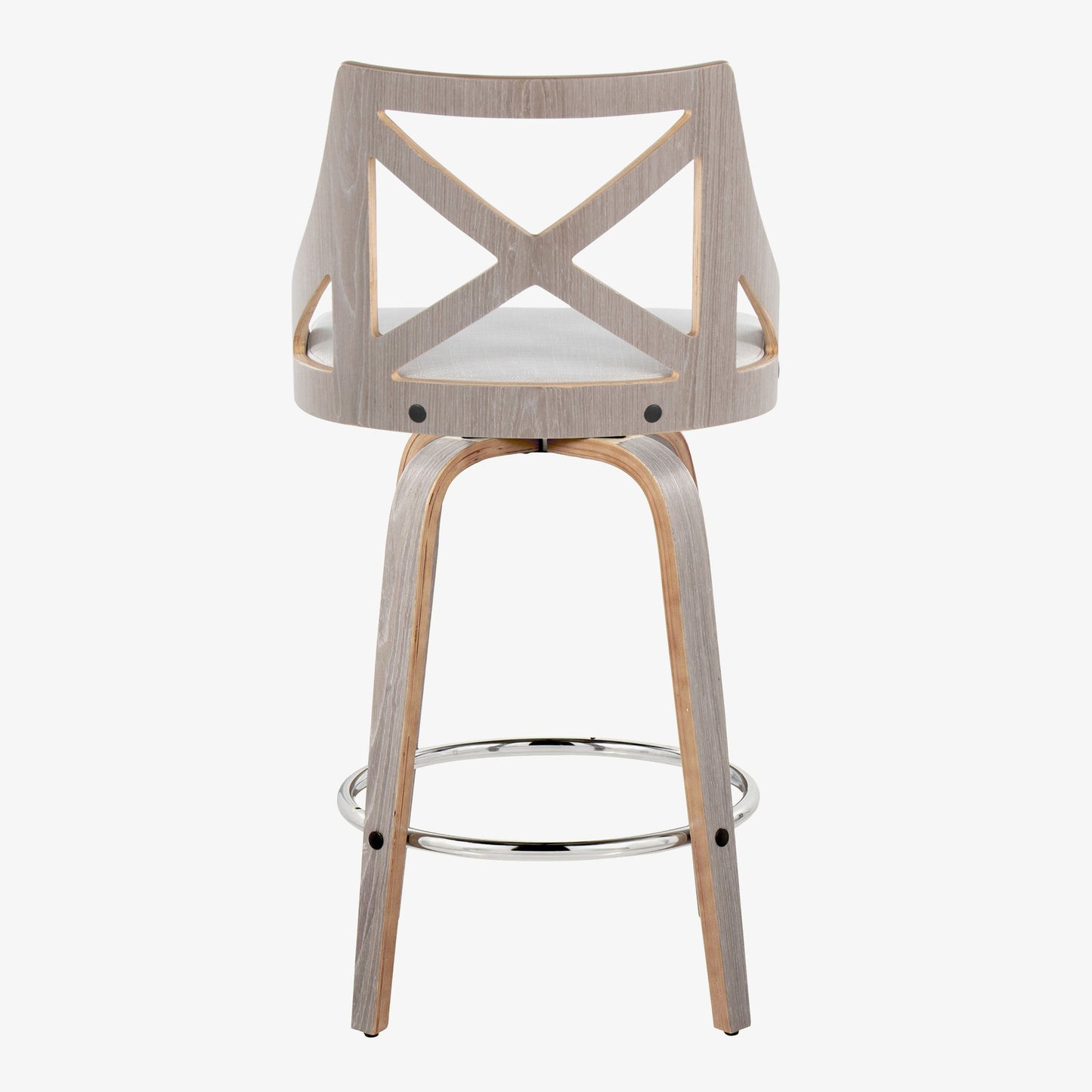 Charlotte - Farmhouse Fixed Height Counter Stool With Swivel With Round Footrest (Set of 2) - Light Gray / Cream