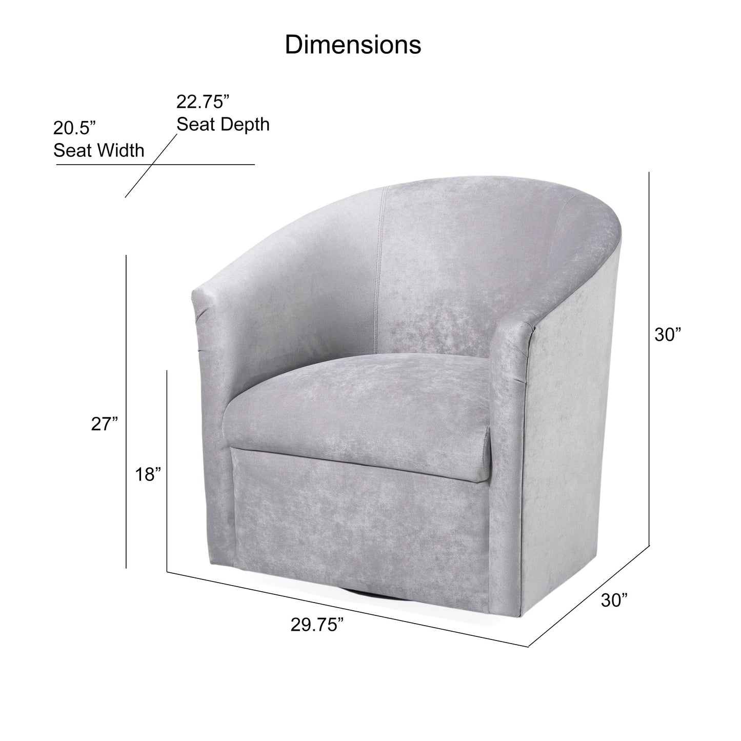 Eden - Swivel Chair With Microfiber Upholstery And Hardwood Frame - Silver