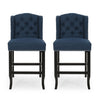 Solara - Fabric Tufted Counter Stool With Nailhead Accents (Set of 2) - Navy Blue