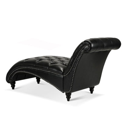 Tufted Armless Chaise Lounge - Black